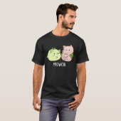 Meowchi Funny Mochi Food Pun Dark BG T-shirt (Voorkant volledig)