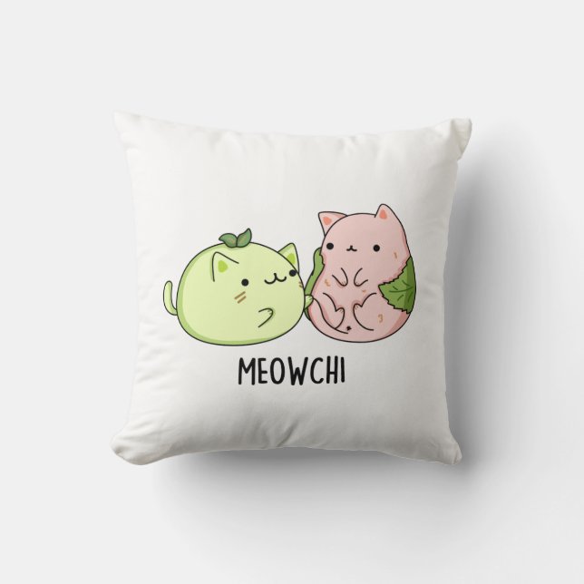 Meowchi Funny Mochi Pun Kussen (Voorkant)