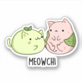 Meowchi Funny Mochi Pun Sticker (Voorkant)