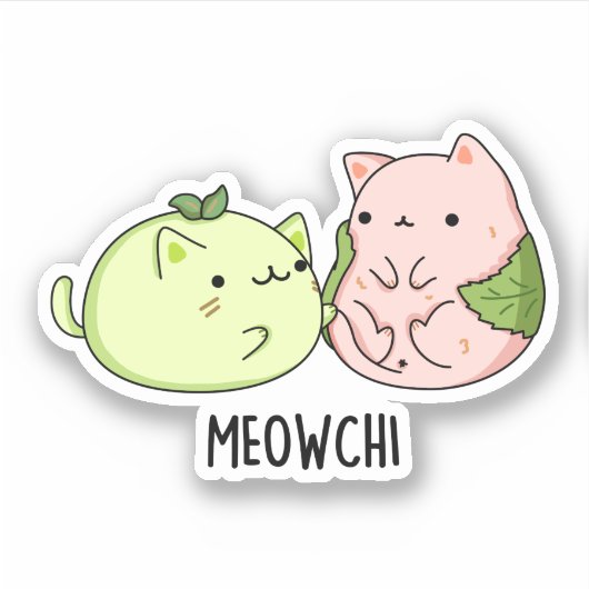 Meowchi Funny Mochi Pun Sticker (Voorkant)