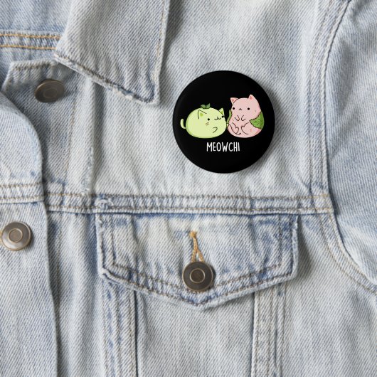 Meowchi Grappig Mochi Pun Donker BG Ronde Button 5,7 Cm (In situ)