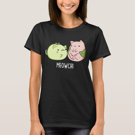 Meowchi Grappig Mochi Pun Donker BG T-shirt (Voorkant)