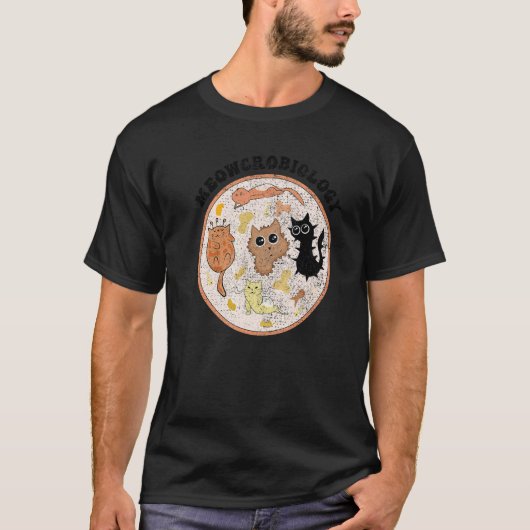 Meowcrobiologie Kat Gestreste Bacteriën Microbiolo T-shirt (Voorkant)