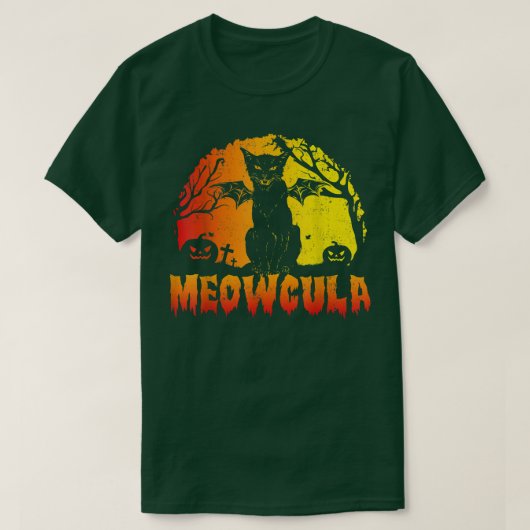 Meowcula Black Cat Halloween T-shirt (Design voorkant)