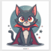 Meowcula Funny Cat Vampire Dracula Halloween Sticker (Vel)
