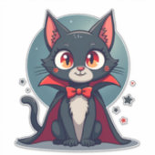 Meowcula Funny Cat Vampire Dracula Halloween Sticker (Voorkant)