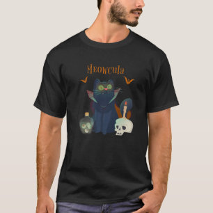 Meowcula Funny Halloween Cat Vampire Dracula Costu T-shirt