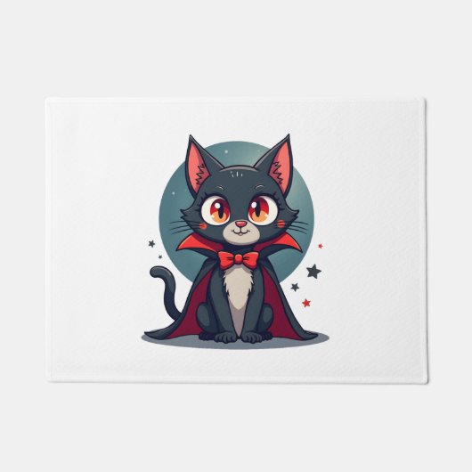 Meowcula Grappige Kat Vampier Dracula Halloween Deurmat (Voorkant)