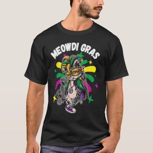 Meowdi Gras Cats Mardi Gras Neworleans St Louis Fu T-shirt (Voorkant)