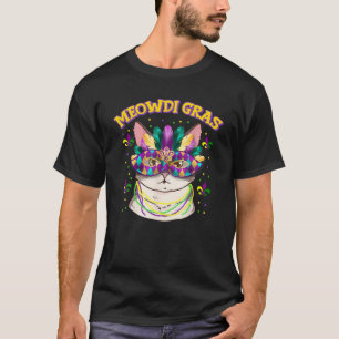 Meowdi Gras Kitten Cat Mask Beads Mardi Gras Funny T-shirt