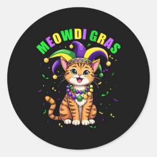 Meowdi Gras Mardi Gras Cat Lover New Orleans Louis Ronde Sticker