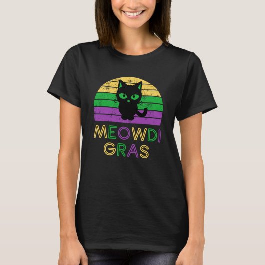 Meowdi Gras Mardi Gras Funny Cat Pun Women's T-shirt (Voorkant)