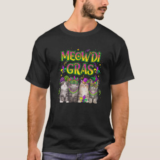 Meowdi gras mardi gras outfit voor katten met dekg t-shirt