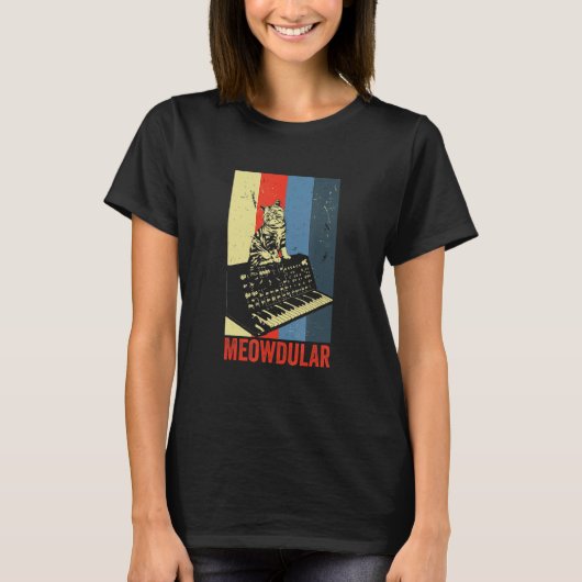 Meowdular Cat Musical Instrument Modular Synthesiz T-shirt (Voorkant)