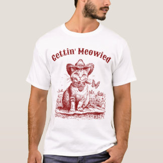Meowdy Bachelorette Party Cowgirl Cowboy Cat T-shirt