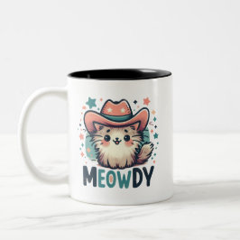 Meowdy Cactus cowboy schattige kat Tweekleurige Koffiemok
