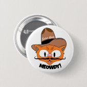 MEOWDY! Cartoon Mustache Cowboy Cat-toets Ronde Button 5,7 Cm (Voorkant /achterkant)