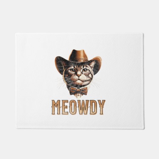 Meowdy Cat Cowboy Cowgirl Mannen Vrouwen Kind Hall Deurmat (Voorkant)