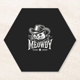 Meowdy Cat Cowboy Cowgirl Meow Howdy Halloween Cos Kartonnen Onderzetters