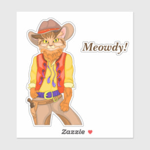 Meowdy! Cat Cowboy Sticker