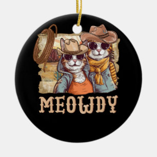 Meowdy Cat Funny Howdy Meme Western Amerikaans Cow Keramisch Ornament