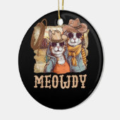 Meowdy Cat Funny Howdy Meme Western Amerikaans Cow Keramisch Ornament (Links)