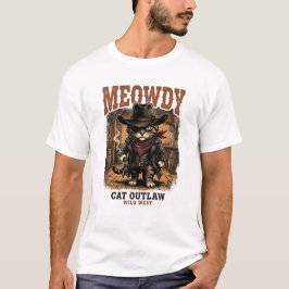 Meowdy Cat Outlaw Vintage Western Stripverhaal T-shirt