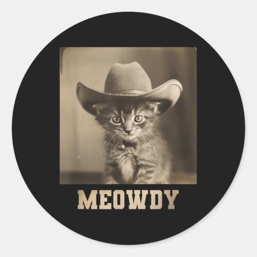 Meowdy Cat Ronde Sticker (Voorkant)