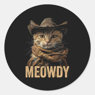 Meowdy Cat Shirt Meowdy Cowboy Cat Country Western Ronde Sticker