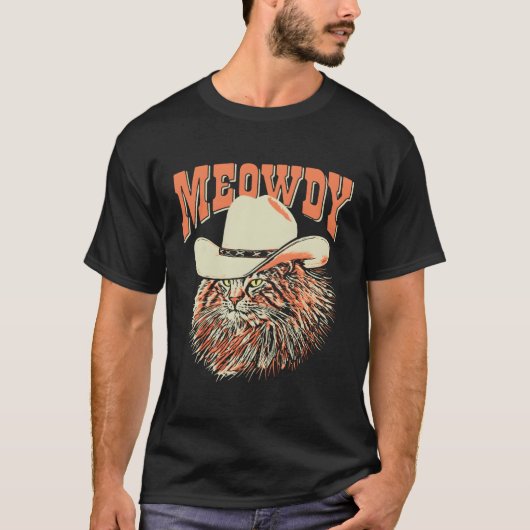 Meowdy Country Muziek Cat Koe T-shirt (Voorkant)