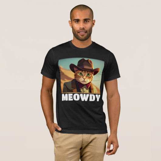 MEOWDY COWBOY CAT GRAPPIGE T-SHIRTS (Voorkant volledig)