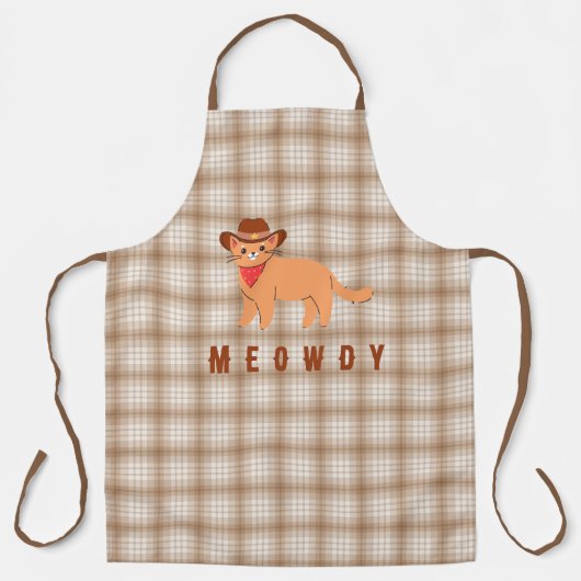 Meowdy Cowboy Kat Vader Vaderdag Grill Schort (Voorkant)