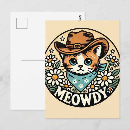 Meowdy Cowboy Kitty Cat Briefkaart (Voorkant / Achterkant)