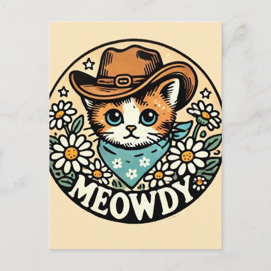 Meowdy Cowboy Kitty Cat Briefkaart (Voorkant)