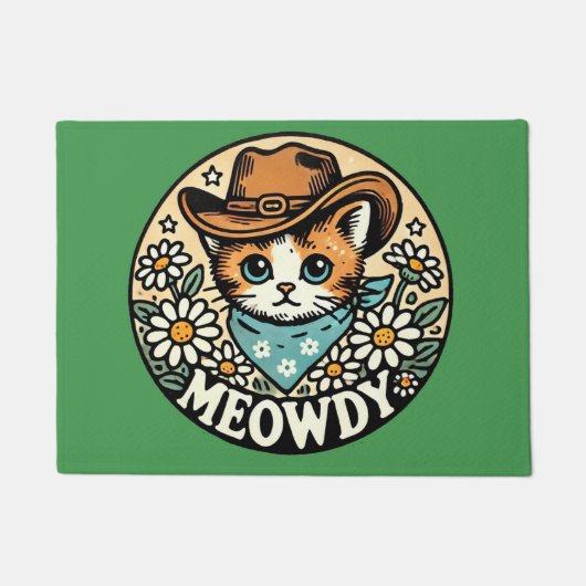 Meowdy Cowboy Kitty Cat Deurmat (Voorkant)