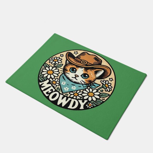 Meowdy Cowboy Kitty Cat Deurmat (Schuin)