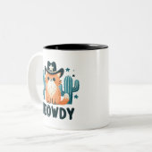 Meowdy cowboy Pet Cactus cat Tweekleurige Koffiemok (Voorkant links)