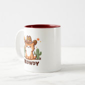 Meowdy cowboy Pet Cactus cat Tweekleurige Koffiemok (Voorkant links)