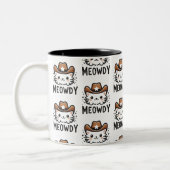 Meowdy cowboy Pet kattenpatroon Tweekleurige Koffiemok (Links)