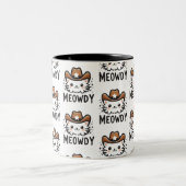 Meowdy cowboy Pet kattenpatroon Tweekleurige Koffiemok (Center)