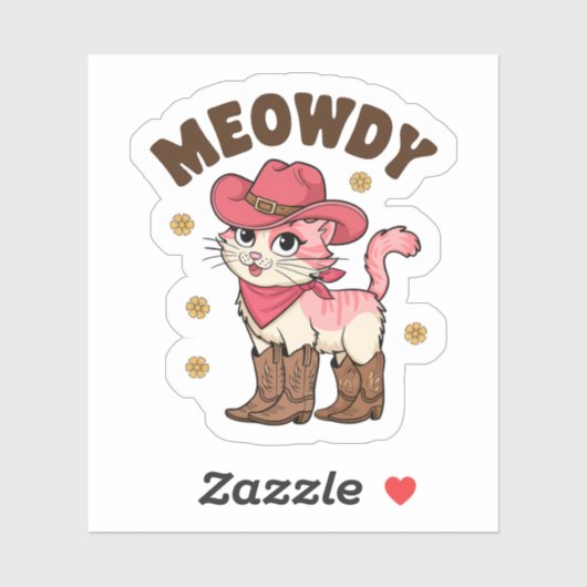 Meowdy Cowgirl Cat Vinyl Sticker (Vel)