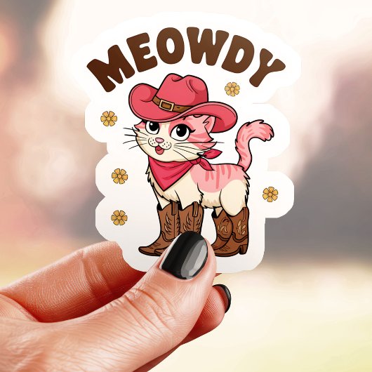 Meowdy Cowgirl Cat Vinyl Sticker