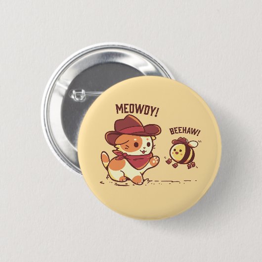 Meowdy en Beehaw Ronde Button 5,7 Cm (Voorkant /achterkant)