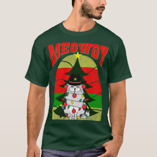 Meowdy Feestelijke kat met kerstverlichting en orn T-shirt