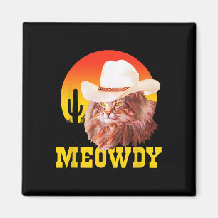 Meowdy! Funny Country Music Cat Cowboy Pet  Magneet