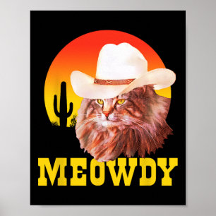 Meowdy! Funny Country Music Cat Cowboy Pet  Poster
