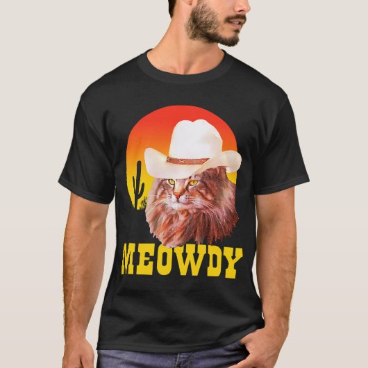 Meowdy! Funny Country Music Cat Cowboy Pet  T-shirt (Voorkant)