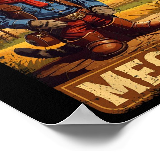 Meowdy Funny Country Side Cat Pet  Cowboy C Poster (Hoek)