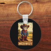 Meowdy Funny Country Side Cat Pet Cowboy C Sleutelhanger (Voorkant)