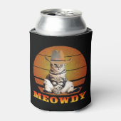 Meowdy Funny Cowboy Cat Blikjeskoeler (Blikje Voorkant)